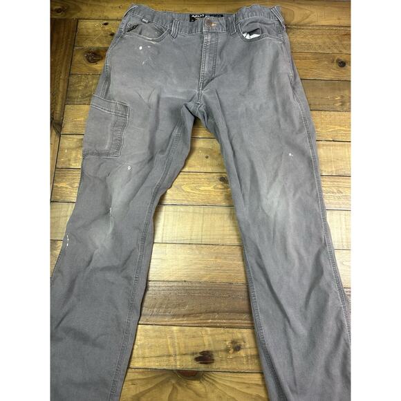 Ariat Pants Mens Gray Rebar M4 Work Cargo Duty 32x31 Relaxed Straight - Picture 1 of 11